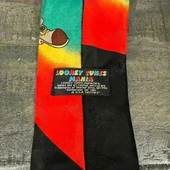 Looney Tunes Silk Tie 1996 Taz & Bugs Bunny Top Hat Vintage Handmade Necktie - Picture 4 of 5